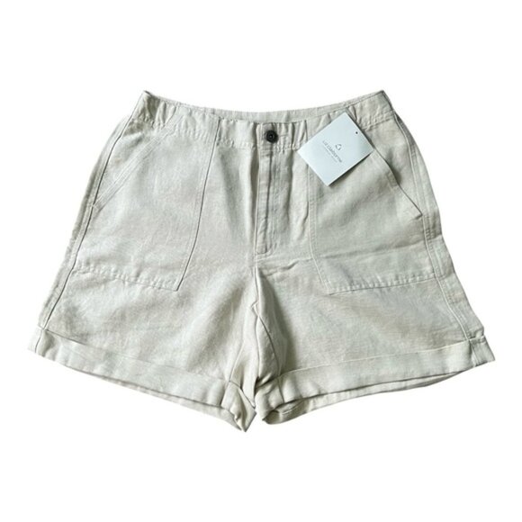 Liz Claiborne Pants - Liz Claiborne casual high waist Shorts 10 pockets zip button linen/cotton gray